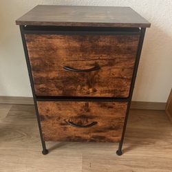 Wooden Top 2 Drawer Nightstand 