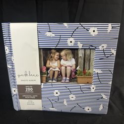 Park Lane Slip-in Photo Album Daisy Stripe White Navy 200 4x6in