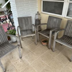 Antique Henry Hill Teak Chairs (4)