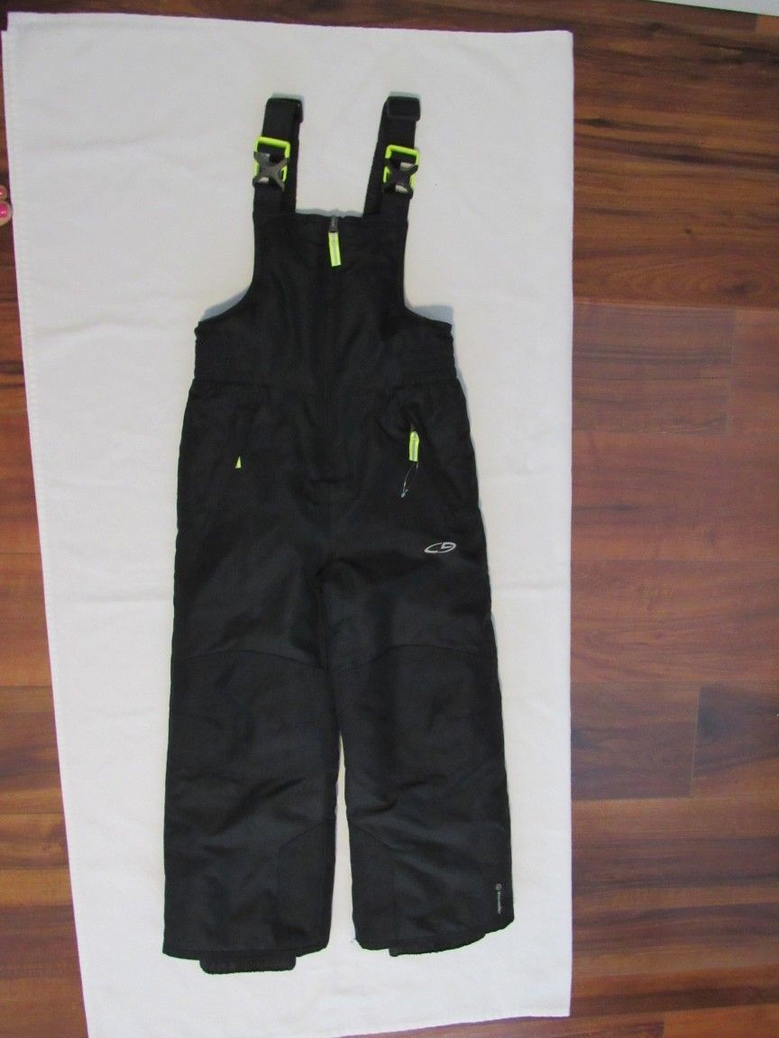 Kids 4/5T Black/Yellow Snow Bibs