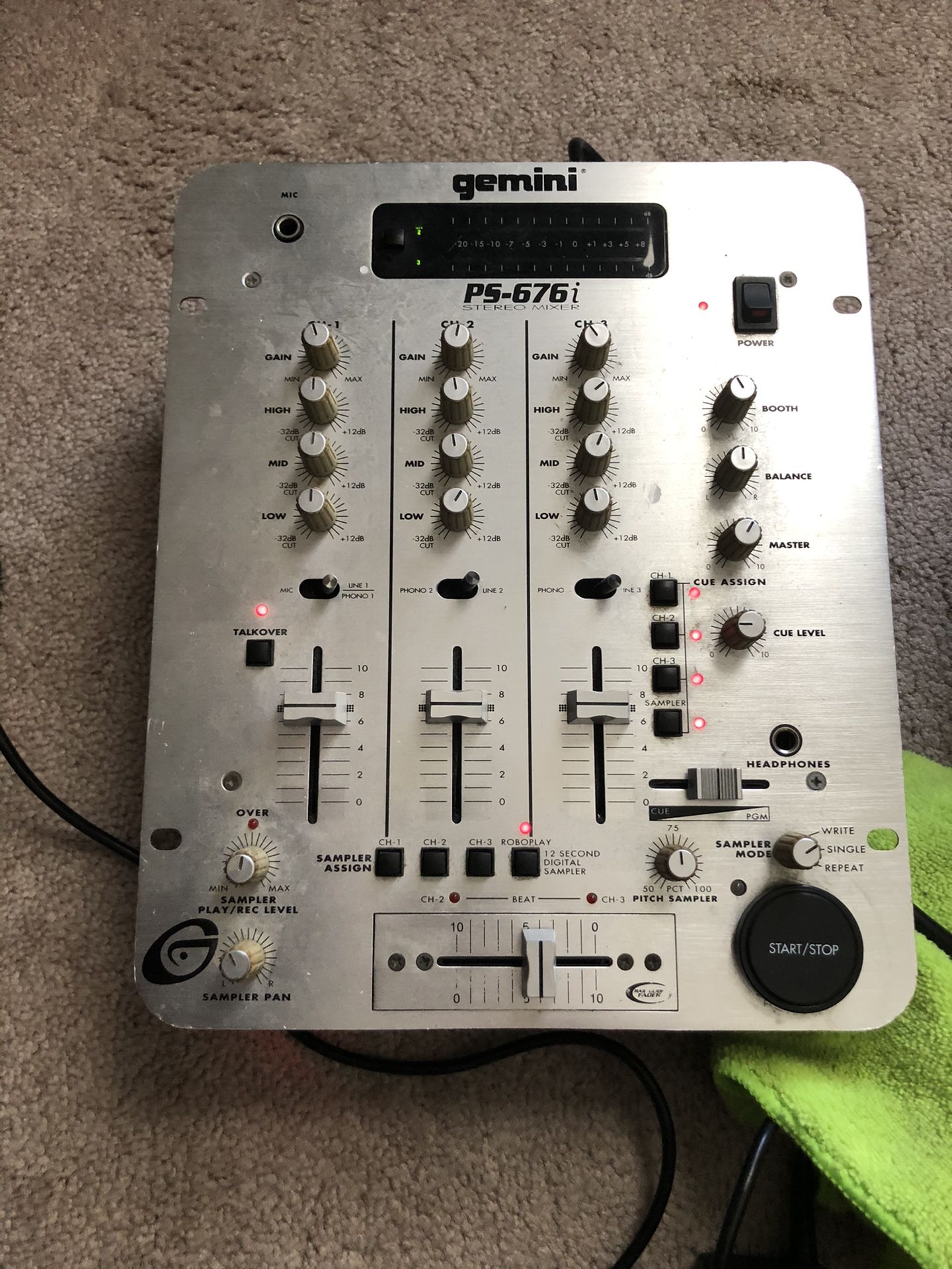 RARE Gemini 3 Channel Mixer PS - 676i DJ Music Equipment Silver