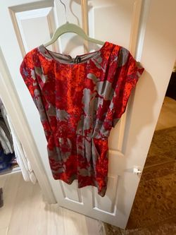 Red and grey dress