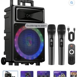 Karaoke Machine with 2 Wireless Microphones, Bluetooth Speaker, and Portable PA System – Includes FM Radio and 12" Woofer for Party