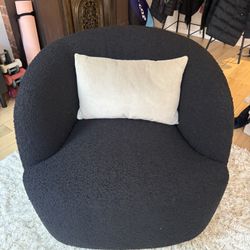 Gwyneth Black Boucle Swivel Chair