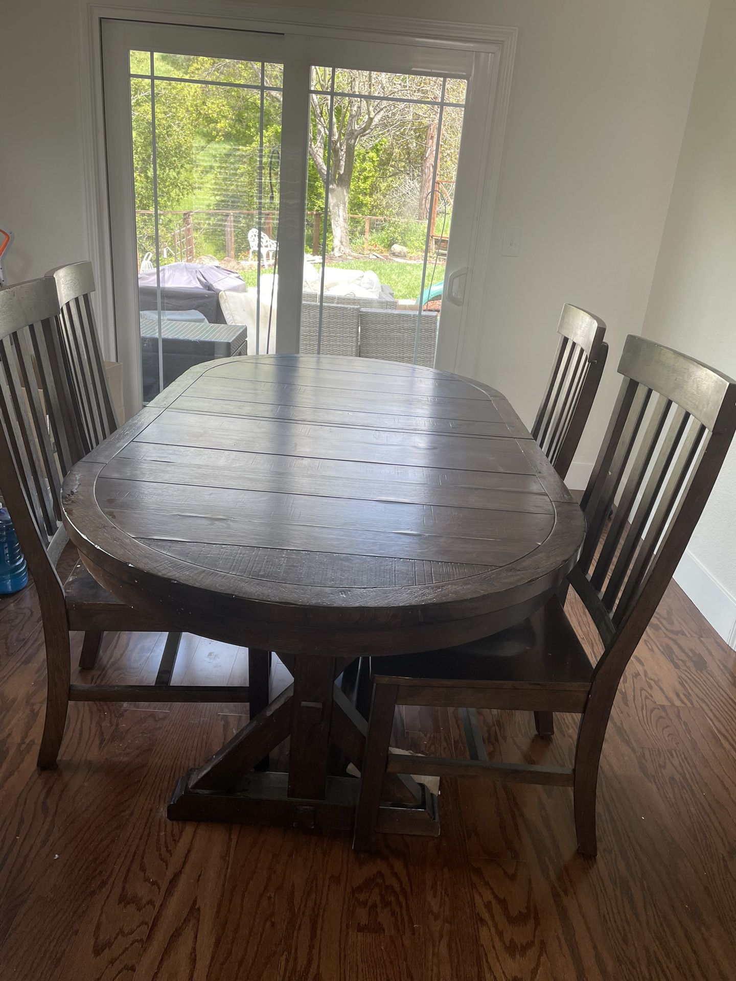 Wood Dining Table and Four Chairs