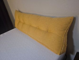 Queen Headboard Reading Pillow - Backrest Wedge Pillow with Side Pockets