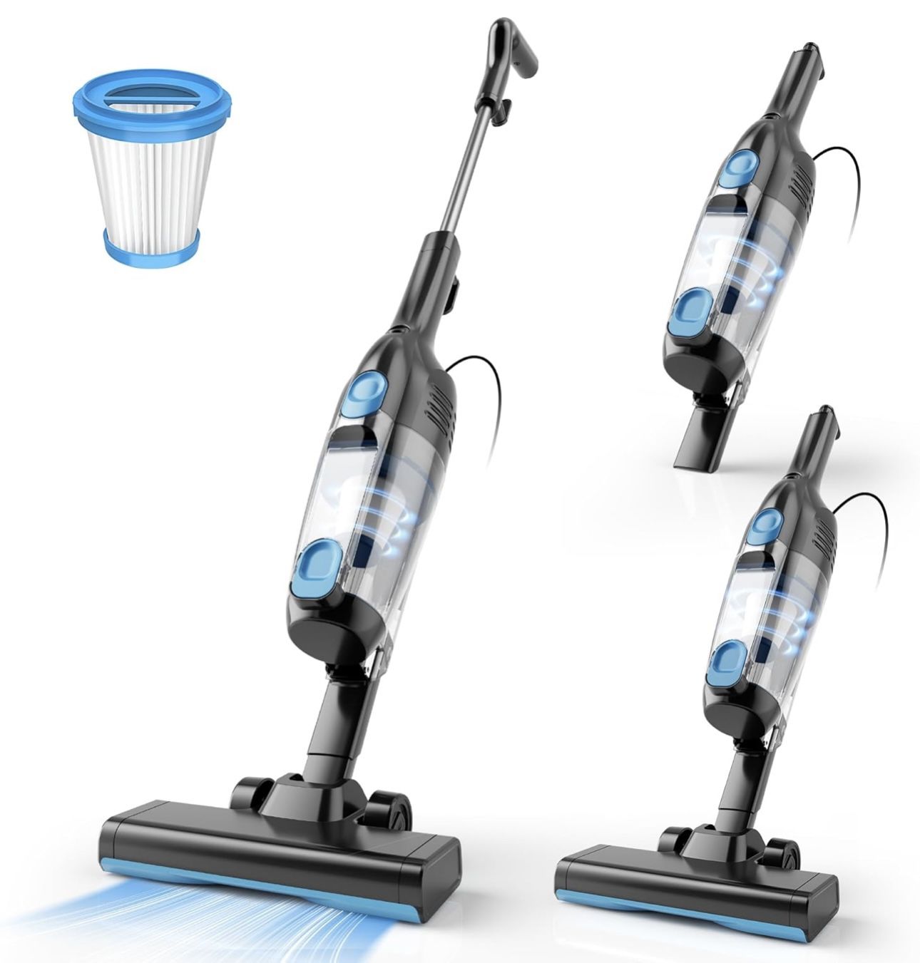 Vazone R6X Corded Stick Vacuum Cleaners for Home, 30000pa Powerful Suction Stick Vacuum with 16Ft Cord, 2 in 1 Lightweight Vacuum Cleaner for Hard Flo