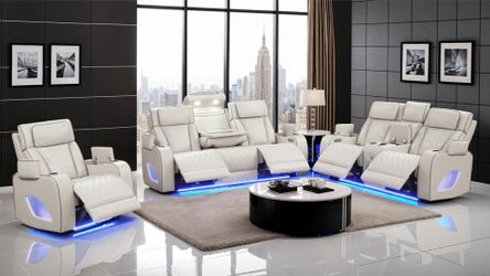 Power Recliner sofa w/Massage, Wireless surround sound, LED lights & more