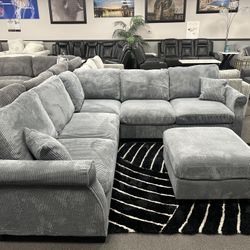 Gray Sofa Sectional w/ Free Ottoman 🔥 In Stock Same Day Delivery 🚚