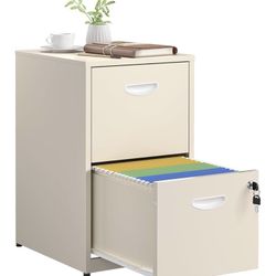 2 Drawer File Cabinet with Lock,Metal File Cabinets for Home Office,Two Drawers Cream Filing Cabinets for Home Office, Office File Cabinets for Hangin
