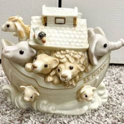 Noahs Ark Animals Ivory With Trim Of Gold Ceramic Bank Money By Lenox Baby Kids Toddler Home Bedroom Decoration Accent