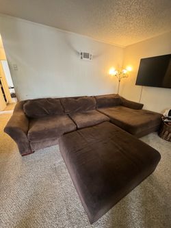 Extra Deep Oversized Sectional Couch + Ottoman | Converts to Giant Lounger/Bed