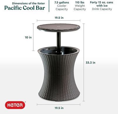 Keter Pacific Rattan Brown 7.5 Gallon Cooler Table ⭐NEW IN BOX⭐  CYISell