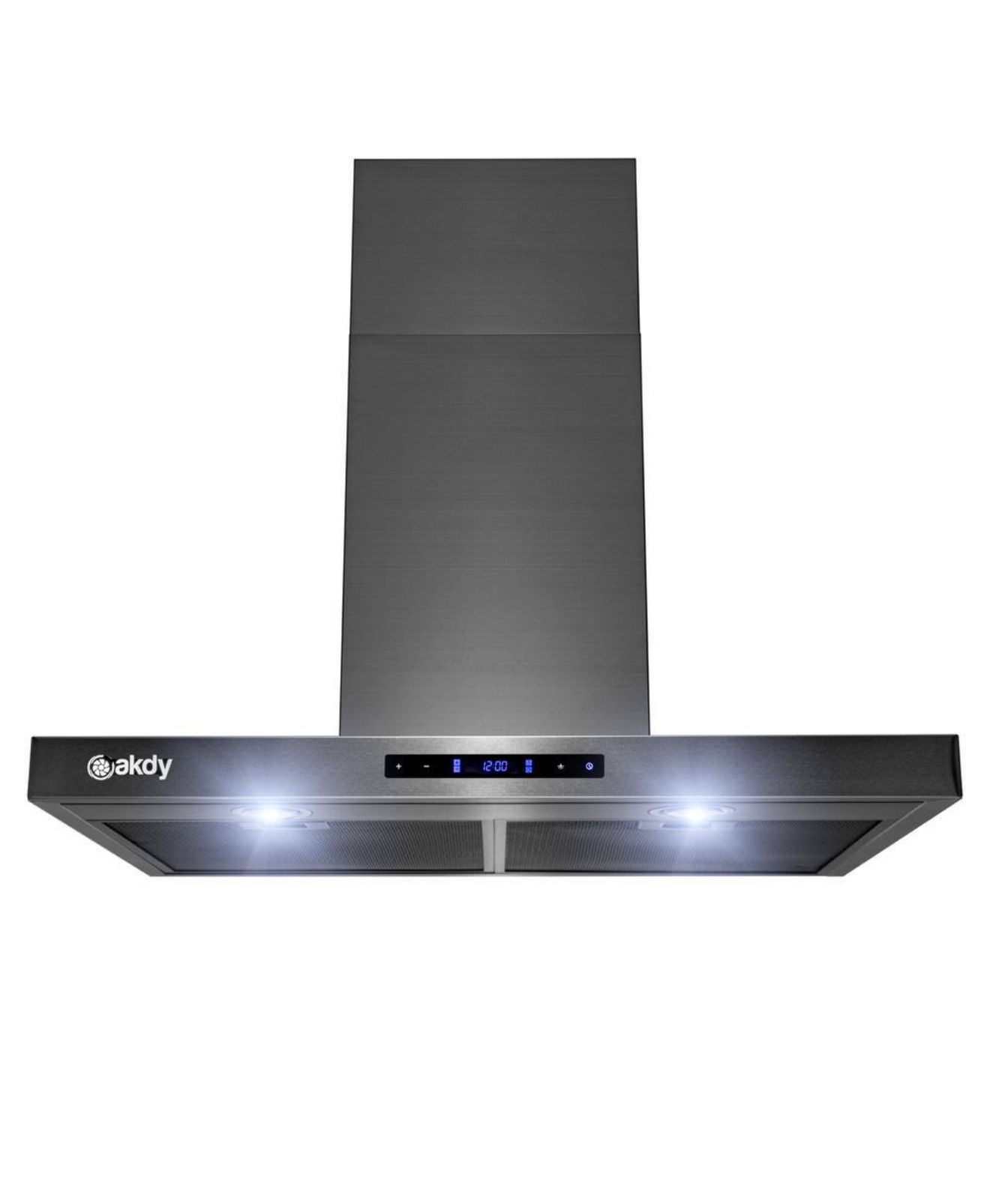 30 in. 343 CFM Convertible T-Shape Wall Mount Black Stainless Steel Kitchen Range Hood with Touch Panel