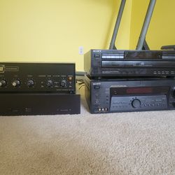 Stereo- Reciever, Cd Player, Amplifier, And Extras