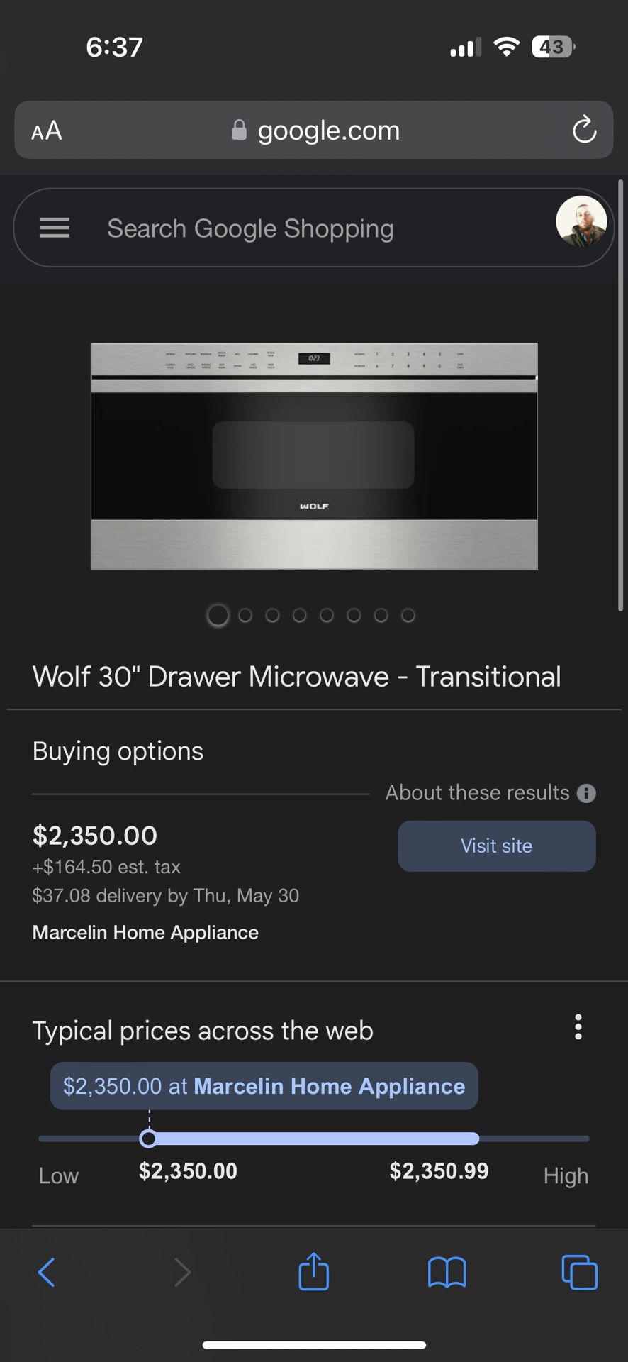 Wolf Cabinet Microwave And 