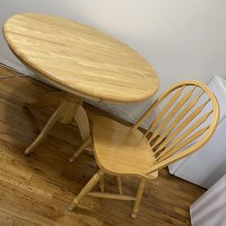 Round Wooden Dining Table & Chairs Set