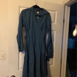 Mary Jane Long Sleeve Turquoise Blue Dress
