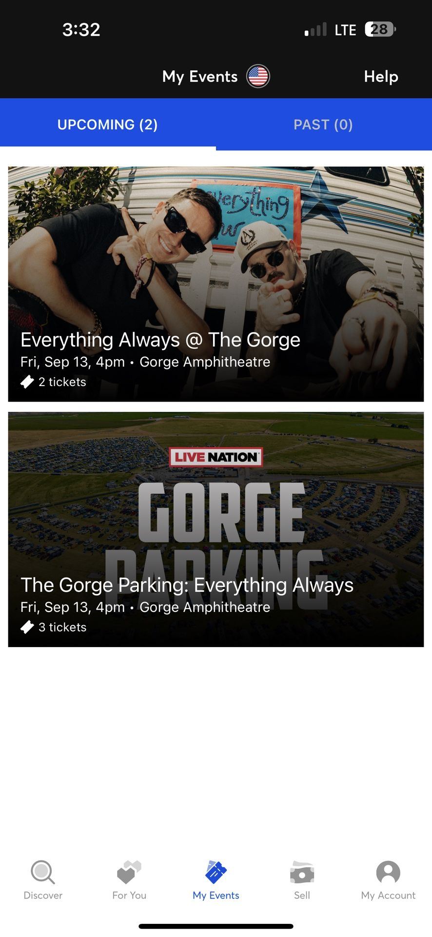 John Summit and Dom Dolla Everything Always Tickets And Parking Pass- The Gorge 9/13