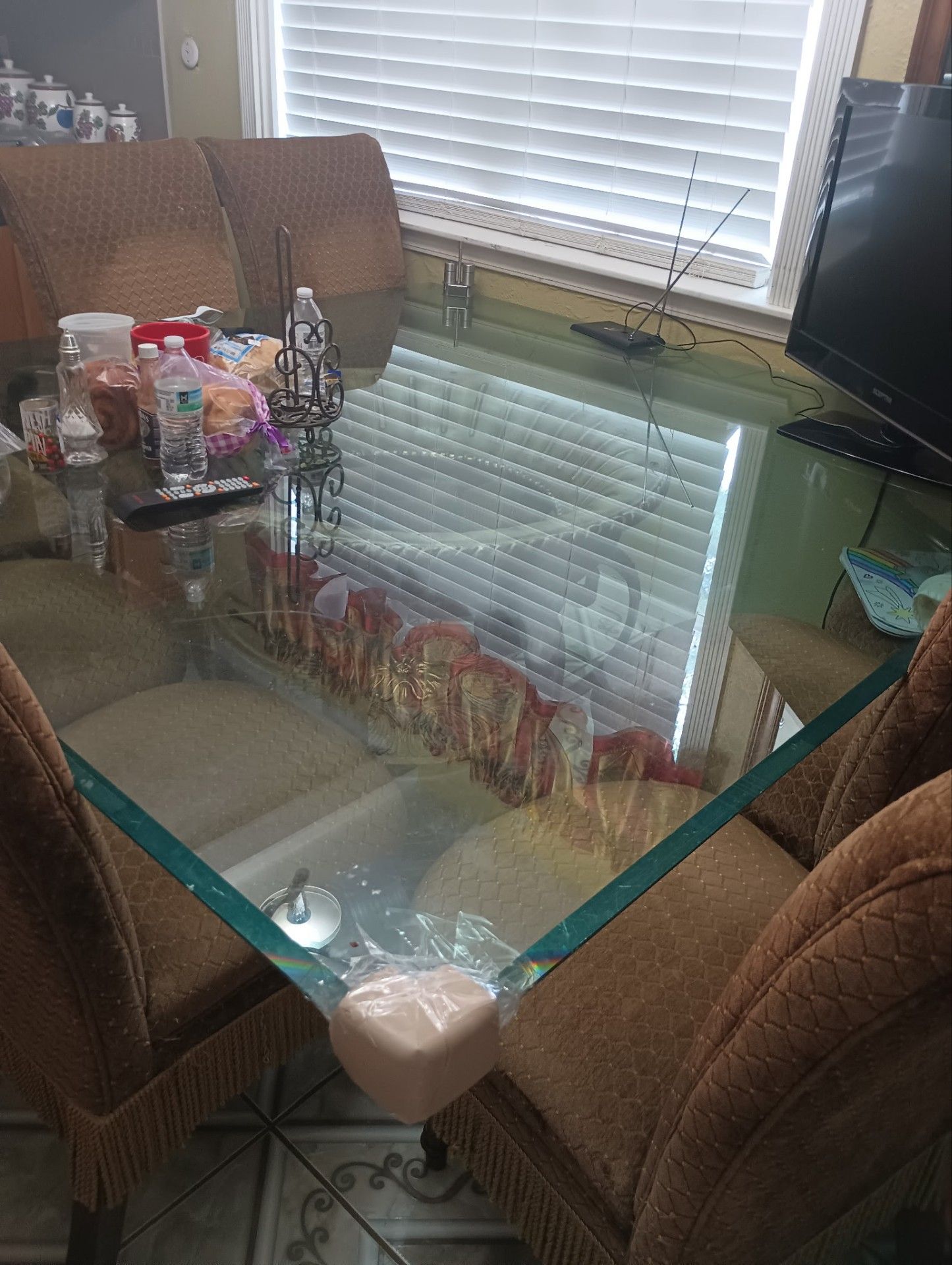 BEST OFFER! Huge heavy glass no base and chairs for sale