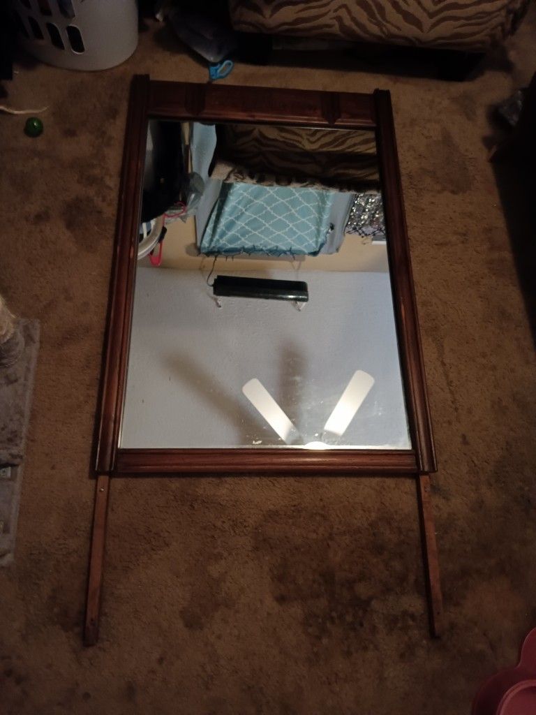 Antique Solid Wood Mirror For Sale 