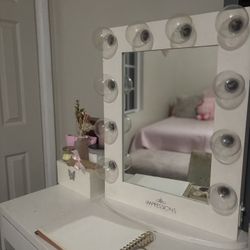 Impressions Vanity Hollywood Lighted Mirror w/ Dimmer + Side Outlet”