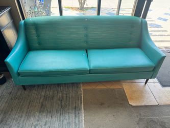 Mid-Century Modern Teal Two-Seat Sofa