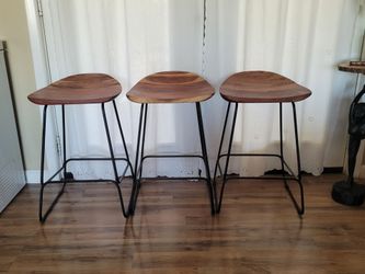 Wood & Wrought Iron Counter Height Stools