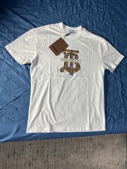 BURBERRY WHITE CHECK LOGO T SIZE MEDIUM