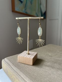 Prehnite Sun Ray Dangle Earrings ( firm on price )