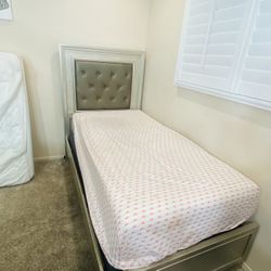 Twin Bed Frame LED Light  With Mattress And Box Spring Si