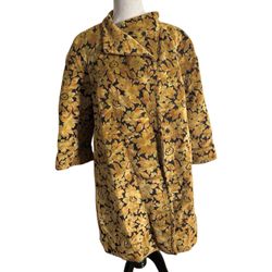 60’s Carpet Tapestry Coat Jacket Retro Boho Floral women medium Has Lining Rare Mod