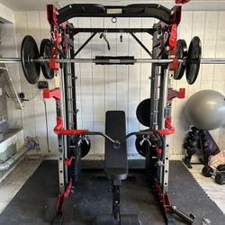 Smith Machine 200 | Adjustable Bench | 245lb Cast Iron Olympic Weights | 7ft Olympic Bar | Fitness | Gym Equipment | FREE DELIVERY/INSTALLATION 🚚 🛠️