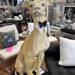 Life-size greyhound dog statue 34”