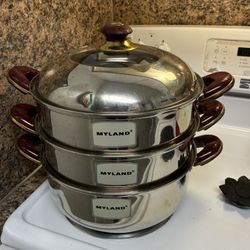 Stainless Steel Steamer Pot Set 3 Tier MYLAND Dumpling Vegetable Steamer 