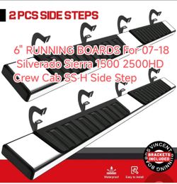 6" RUNNING BOARDS For 07-18 Silverado Sierra 1(contact info removed)HD Crew Cab SS H Side Step