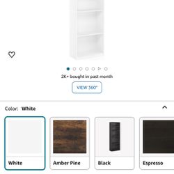 5-Shelf Bookcase, 5-Tier, White
