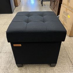 SONGMICS 15" Storage Ottoman Small Ottoman Foot Rest with Legs - Black