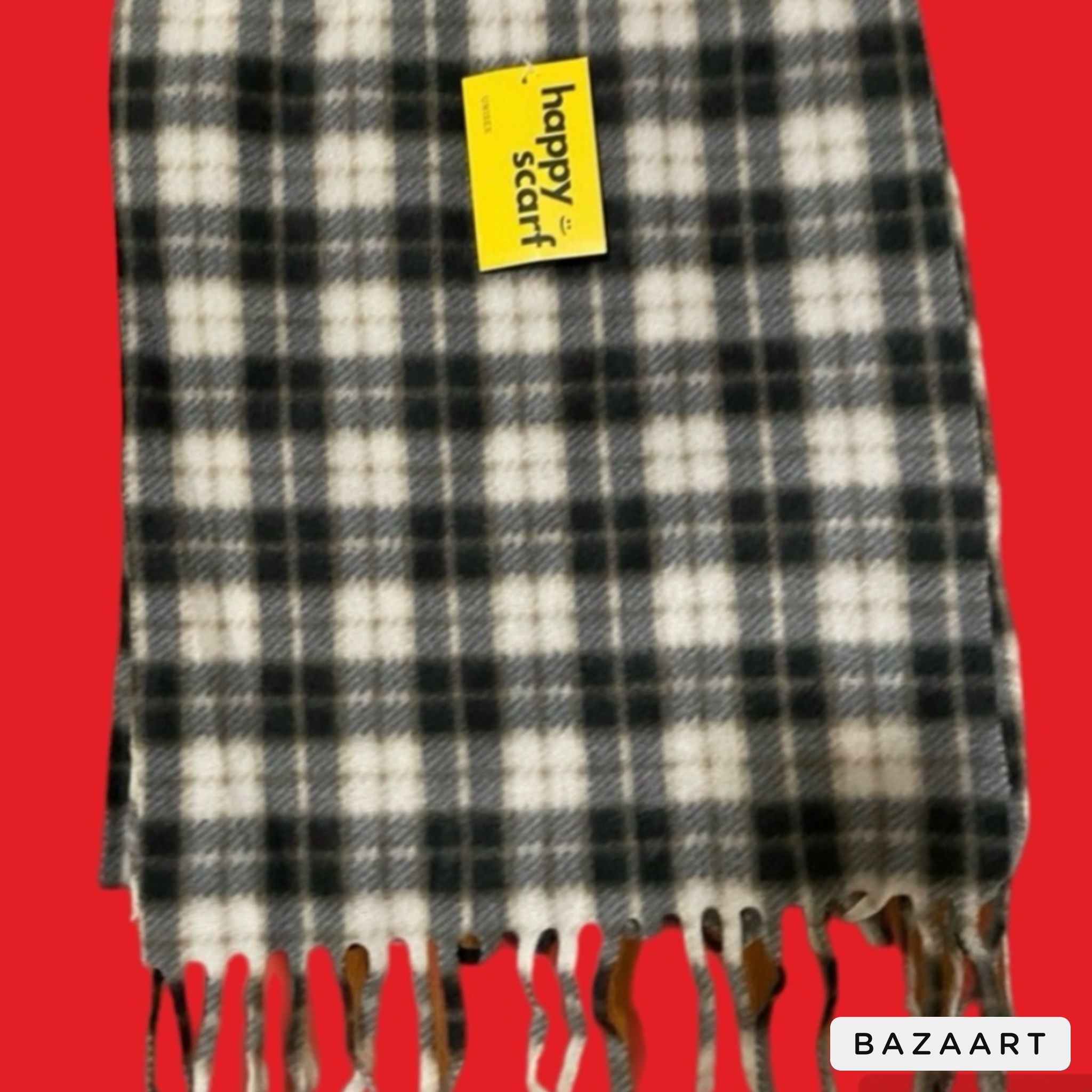 Black and white Plaid Scarf by happy scarf soft