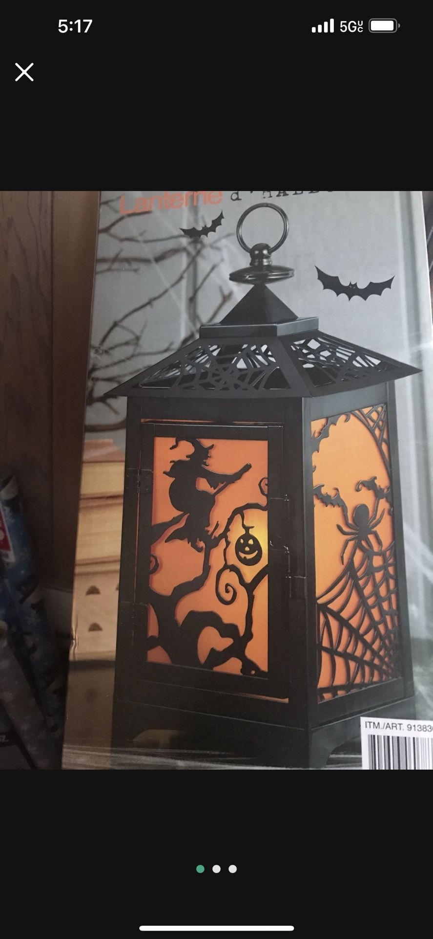 Halloween Black Metal illuminated Lantern