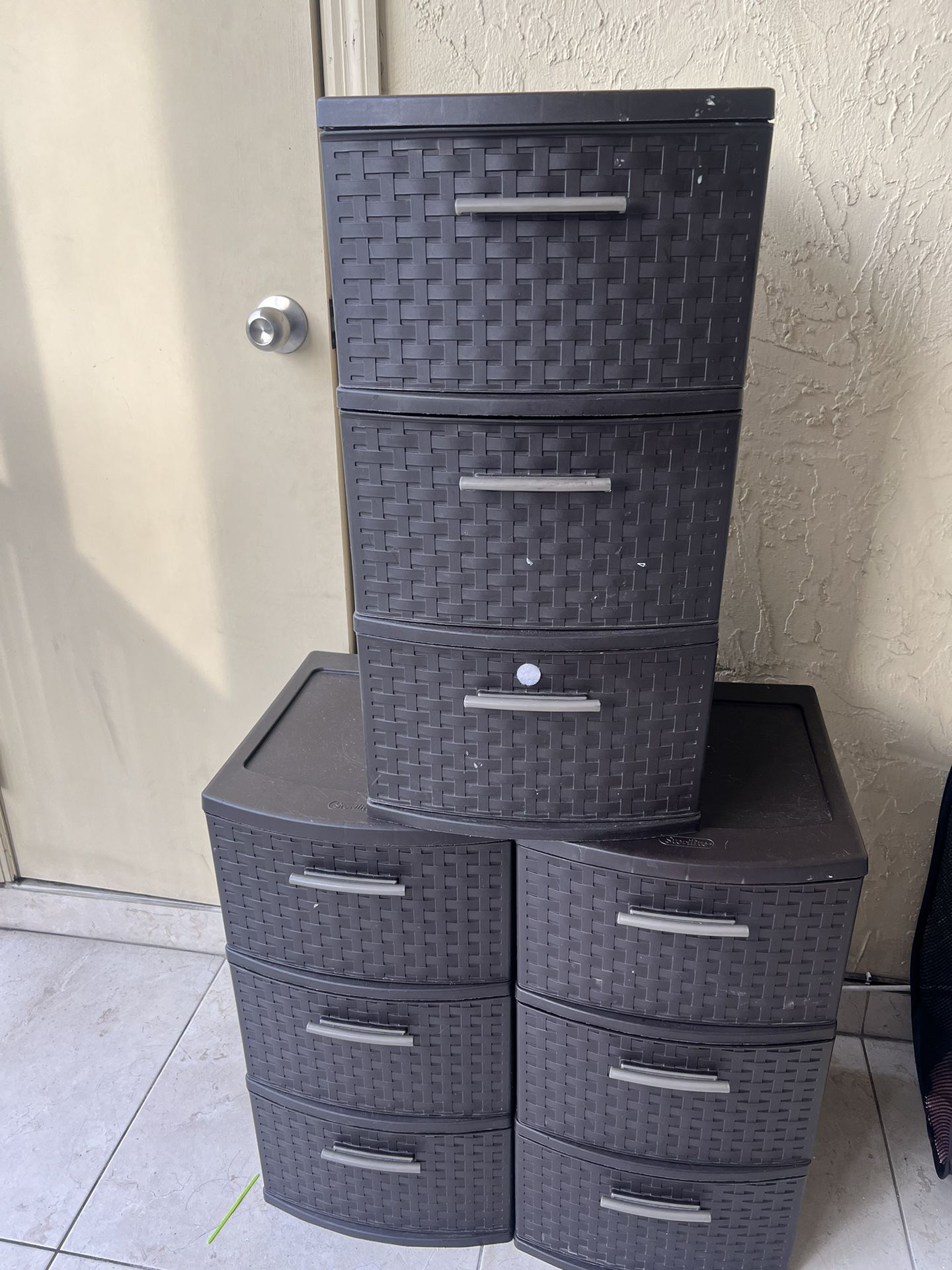 Sterilite 3-Drawer Weave Tower, Espresso- Storage Boxes