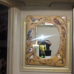 Brand new designers bird frame mirror Made of Natural wood very detailed high quality heavy Great Conversation pc