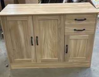 Newly Assembled Entryway Serving Storage Cabinet Wood Buffet Sideboard w/ 3 Doors & 2 Drawers