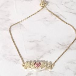 Mama bracelet, Mom Bracelet (14k Gold Plated)
