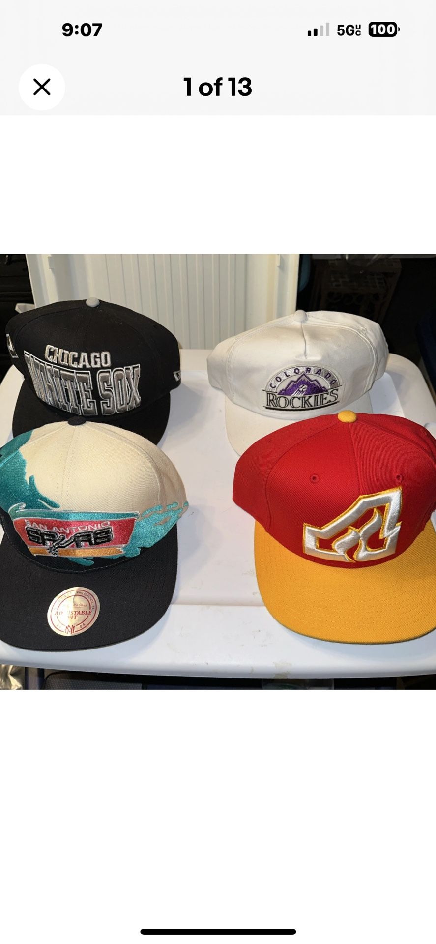 Four Various Professional Teams Baseball Caps