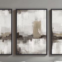 Large Framed Neutral Abstract Wall Art 