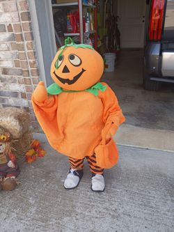 Perfect fall decorations two small hay bales, non scary pumpkin character in great condition, large and small pumpkin and cute scarecrow.