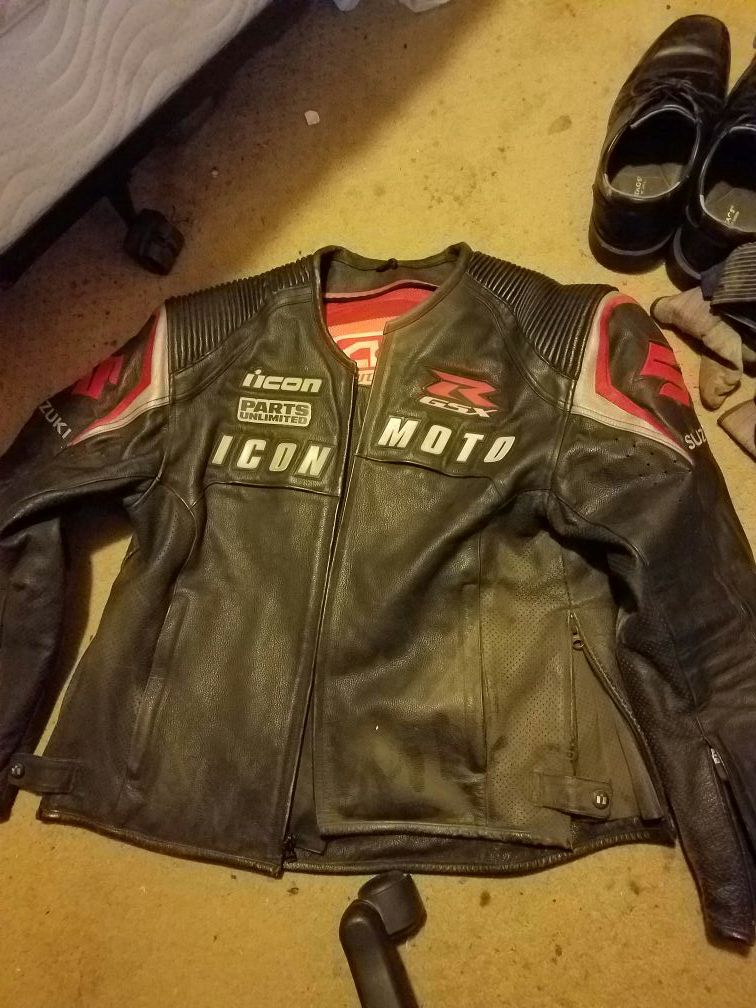 Icon Automag Leather Suzuki Motorcycle Jacket