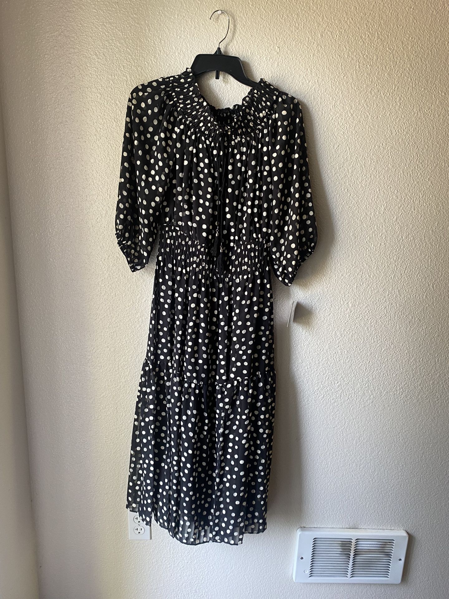Brand new woman’s Just Taylor brand black and white polka dot maxi dress up for sale