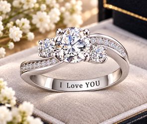 Size 8 I Love YOU ring - silver 3-stone twist style. Engraved "I Love YOU" inside. Fashion CZ ring, like new condition. See photos. Can ship or local